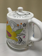 FixtureDisplays® Teapot, Ceramic, Teamaker, Large Yellow Flower 12039NEW-NPF