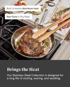 Caraway Stainless Steel Cookware Set – 12 Piece 5-Ply Stainless Steel Pots and Pans Set - Includes Fry, Sauce, Sauté Pan, Dutch Oven, and Space-Saving Storage - Non Toxic, PTFE & PFOA Free