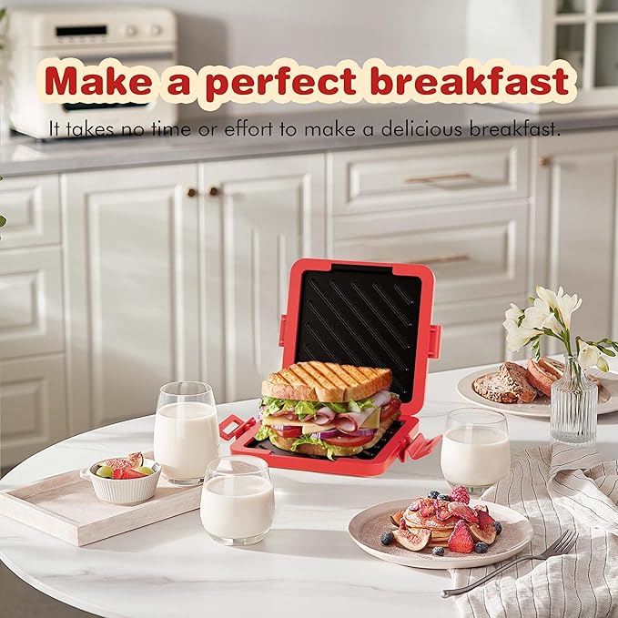 RED Microwave Toastie Sandwich Maker with Butter Knife, Microwave Toaster, Sandwich Maker, Panini Maker, Dishwasher Safe,NO Electricity,Wireless,Time Saving,Fast,Toastie Safe in Microwave Oven