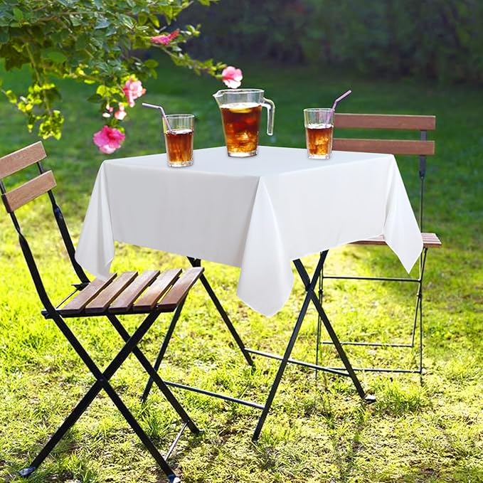 sancua Small Square Tablecloth 36 x 36 Inch White (Fits 20-30 Inch Tables), Stain and Wrinkle Resistant Washable Fabric Table Cloth for Dining Party Table Cover for Nightstand End Bedside Tables