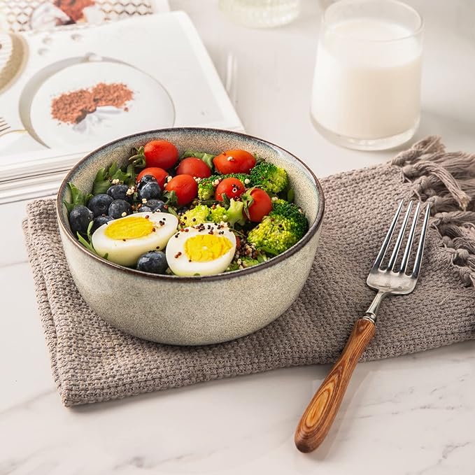 AmorArc Cereal Bowls Set of 6 for Kitchen, 26oz Stoneware Soup Bowls Set for Cereal Soup, Modern Kitchen Bowls for Meal, Dishwasher &Microwave Safe, Reactive Glaze