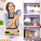 HOTEC BPA Free Unbreakable Wheat Straw Cereal Bowls - Microwave & Dishwasher Safe Soup and Salad Bowls, Set of 8, 26oz, Purple