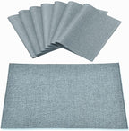 Linen Placemats Set of 8, Machine Washable, Heat Resistant, Wrinkle Free, Thick Polyester Kitchen Place Mats for Dining Table (Light Gray)