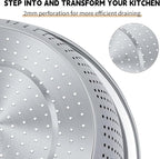 Colander 304 Stainless Steel 3-quart with Mixing Bowls, Strainer for Kitchen Food For washing vegetables, fruit, rice, Dishwasher Safe. (2PC)