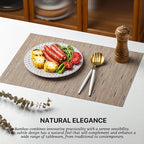 LEXMORE PVC Woven Placemats 12 PCS Wipeable Indoor/Outdoor Table Mats Washable Vinyl Place Mats for Dining Table, Set of 12-Light Brown