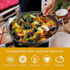 ACTIV CUISINE 15 Inch Paella Pan for 4-8 Servings – Ceramic Nonstick Coating, Easy to Clean – Compatible with Induction & Gas Burners – Lightweight Aluminum, Perfect for Indoor & Outdoor Cooking