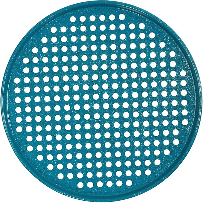 casaWare 2pc 12-inch Ultimate Pizza Pan Set, Nonstick, Ceramic Coated, (1) Solid, (1) Perforated (Blue Granite)