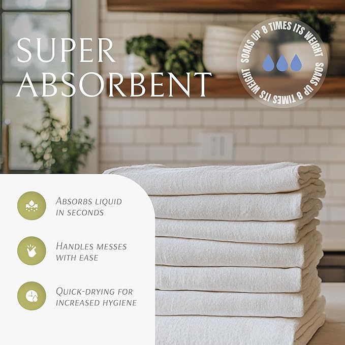 Flour Sack Towels for Kitchen, 18 Pack, 28x28 - Lint-Free White Flour Sack Dish Towels, Super-Absorbent Cotton Tea Towels for Kitchen Drying, Bread Proofing, Baking, Crafting, Embroidery