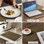 Romanstile Cloth Placemats Set of 6-12 x 18 Inch, Heat Resistant Double Layered Thickened Burlap Place Mats, Washable Faux Linen Farmhouse Table Mats for Kitchen/Dining/Party/Outdoor, Brown