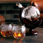 NutriChef Glass Whiskey Decanter - 850ml Globe Whiskey Carafe Alcohol Decanter Set with Glasses , Liquor Decanter w/ Stopper & Base, For Brandy Wine Cognac Rum Gin Scotch Bourbon