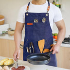 Canvas Aprons for Men Chef Apron, Work Apron with Large Pockets - 16oz Heavy Duty Cross Back, BBQ, Cooking