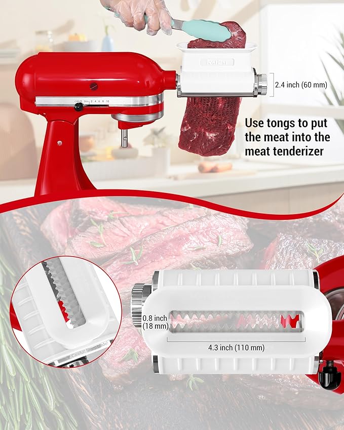Meat Tenderizer Attachment for KitchenAid, Tenderizer Machine for Kitchen aid & Cuisinart SM50 Stand Mixers, Meat Tenderizer Tool, All Parts Dishwasher Safe