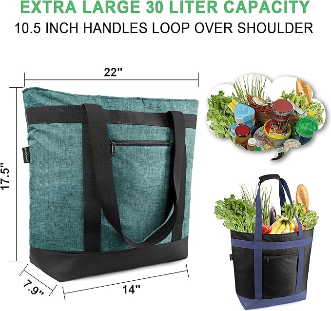 BeeGreen Cooler Bag Soft Leakproof Insulated Tote with Zipper for Beach Travel Grocery