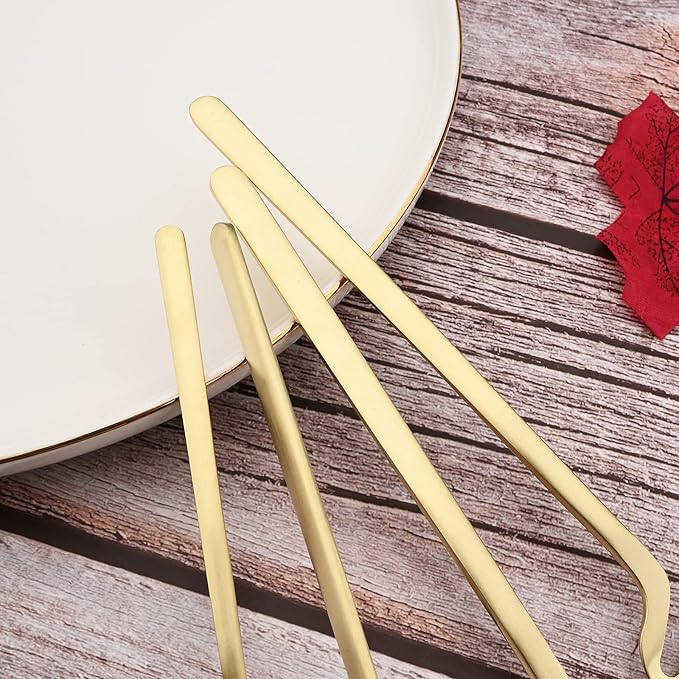 JASHII Flatware Set 32-piece Silverware Set Matte Finished Cutlery Set Service for 8 Include Knife/Fork/Spoon/Coffee spoon Dishwasher Safe (Champagne Gold)