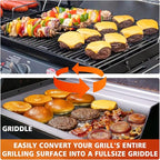 Hisencn 19.8" x 19.3" Griddle Inserts for Char-Griller 5050, 3001, 5650, 3030, 3725, King Griller 3008, 5252 – Nonstick Cast Iron Flat Top Griddle Replacement for Chargriller Grill Grates