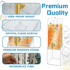 Beverage Dispenser with Stand, 2 Gallon Drink Dispenser, Drink Dispensers for Parties, Individual Ice Container, Acrylic Stand
