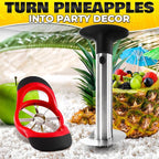 Pineapple Corer and Slicer Tool – Stainless Steel Pineapple Peeler Tool with Reinforced Thick Blade for Effortless Slicing – Core Remover and Cutter for Diced Fresh Rings, Black Handle, Easy to Clean