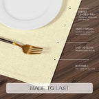 Romanstile Cloth Placemats Set of 6-12 x 18 Inch, Heat Resistant Double Layered Thickened Burlap Place Mats, Washable Linen Farmhouse Table Mats for Kitchen/Dining/Party/Outdoor, Cream