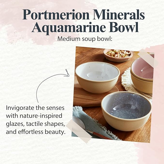 Portmeirion Minerals 6-Inch Serving Bowl, Aquamarine - Stoneware Tableware from Portugal, Reactive Glaze for a One-of-a-Kind Design, Microwave & Dishwasher Safe - Ceramic Serveware for Kitchen
