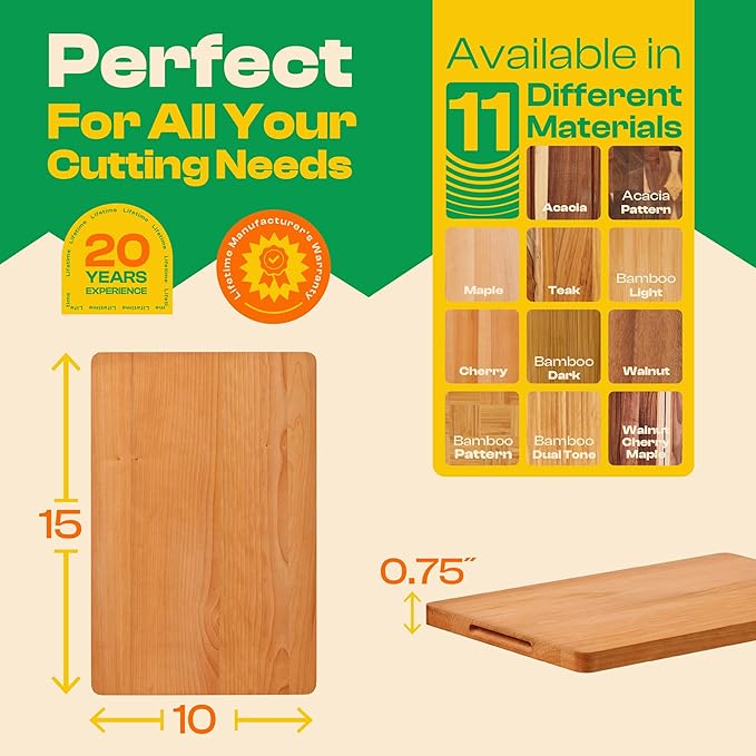 Riveira Cherry Wood Cutting Board – Gourmet Black Cherry Grandeur: 15 x 10 Wooden Cutting Board – Wooden Cutting Boards For Kitchen Decorative – Innovative Juice Grooves Cherry Wooden Chopping Board