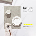 LEXMORE Placemat Set of 4 Vinyl/Plastic Woven Place Mats for Kitchen Table Indoor/Outdoor Washable Placemat Wipeable Dining Table Mats(Caramel)