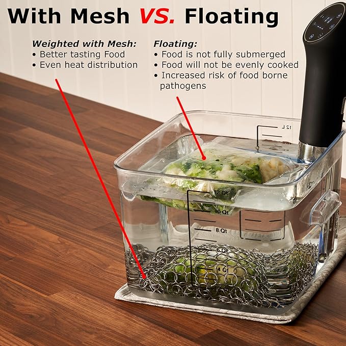 Sous Vide Sinker Food Grade Weights (1.2 LB) Heavy-Duty Stainless Steel Weights with Clips for Precise Cooking - Food Grade Sous Vide Accessory - Safe and Convenient Sous Vide Cooking Solution