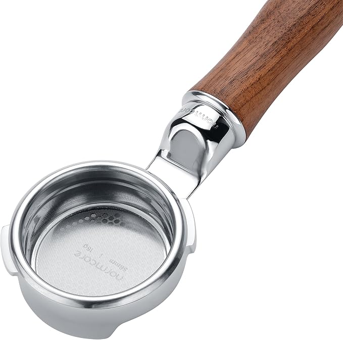 Normcore 58mm Slim Naked Portafilter with 18g Precision High Extraction Basket Fits Gaggia Classic Pro, Gaggia Carezza, Gaggia Cubika Plus Espresso Machines, Upgraded American Walnut Handle