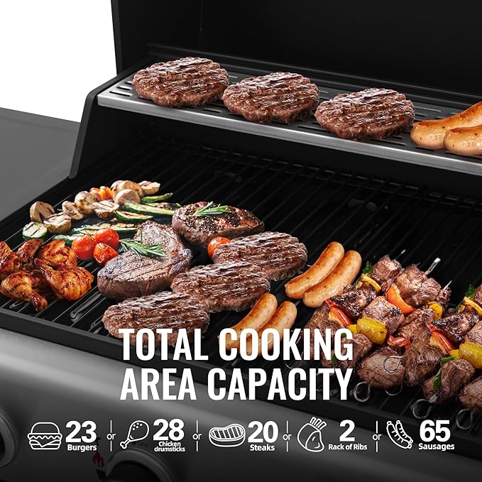 Royal Gourmet GH3001H 3-Burner Propane Gas Grill with Warming Rack, Outdoor BBQ Grill with 30,000 BTUs Output & 496 Sq. In. Grilling Area for Patio, Backyard and Balcony, Black