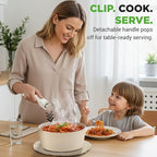 NutriChef 18-Piece Ceramic Cookware Set with Detachable Handles, Non Stick Pots and Pans, PTFE-Free Natural Ceramic Coating, Space-Saving Design, Oven & Stove Safe, Includes Utensils, Cream