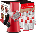 GDL Rotary Cheese Grater, Upgraded 5-in-1 Cheese Grater Hand Crank, Multi-purpose Cheese Shredder with Handle, Vegetable Slicer Cutter Ice Shaver for Potato, Carrot, Nuts, Chocolate