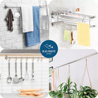 10-Pack Metal S Hooks for Hanging – Heavy-Duty S-Shaped Hook with Safety Buckle – Fits Bars up to 0.8 In – Anti-Drop S-Hooks for Kitchen, Bathroom, Closet & Pot Racks – Silver (Medium)