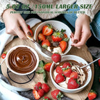 4Pcs Fondue Pot Set for Chocolate Butter Cheese, 5oz Butter Warmer for Seafood with 20 Tealight, Ceramic Bowl Oven Microware Dishwasher Safe,Perfect for family dip Fruit,Dessert,Snack