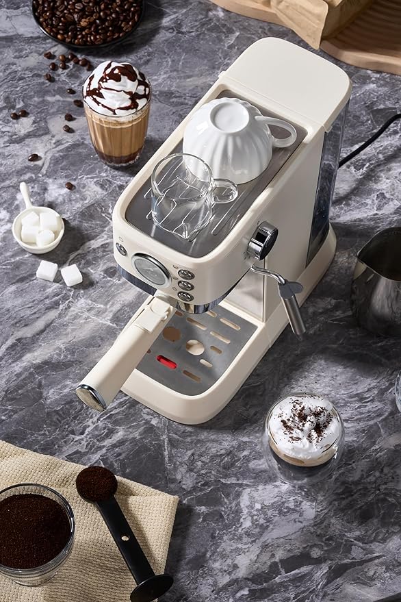 MOI 20 Bar Espresso Machine with Milk Frother Steam Wand - Compact Stainless Steel Espresso Coffee Maker - Expresso Machines for Home with 1.5L Removable Water Tank for Latte, Cappuccino, Espressos