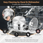 8 Quart 3-Ply Cooking Stock Pot with Lid, P&P CHEF Stainless Steel Large Pot for Pasta Soup, Work on Multi Stove, Heavy Duty & Dishwasher Safe, Dual Heat-resistant Handles & Visible Lid