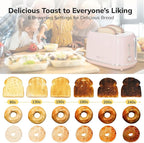 Toaster 2 Slice Stainless Steel with 6 Bread Shade Settings, Bagel, Cancel, Defrost Function, 2 Slice Retro Toaster with Extra Wide Slot, Removable Crumb Tray, pink