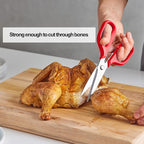 Misen Heavy Duty Kitchen Shears - Versatile Scissors for Meat, Poultry & More - Easy Clean, Professional Grade - Ambidextrous Comfort Handle - Red