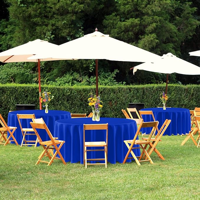 sancua Royal Blue Round Tablecloths 108 Inch, 6 Pack - Circle Fabric Cloth Table Cloths for Wedding Party Banquet Birthday, Washable Polyester Table Cover (Fit 30-72 Inch Tables)