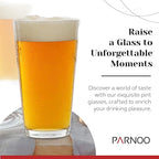 Pint Glasses Set of 6 - 16 oz Drinking Glasses Made for Cold Beverages - 16 oz Mixing Glass & Highball Set of 6 for Homes, Pubs & More - Freezer & Dishwasher-Friendly Cocktail Glasses, PARNOO