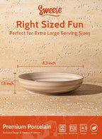 Sweese 6-Pack Ceramic Pasta Bowls, Neutral Extra Large 30 Fl Oz Durable Professional Grade