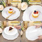 WDF 60pcs White Plastic Dessert Plates -7.5inch Baroque White Disposable Appetizer/Small Cake/Salad Plates- for Upscale Parties & Wedding