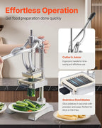VEVOR Commercial French Fry Cutter, Stainless Steel Vegetable Fruit Chopper with 3 Replacement Blades 1/2-Inch 3/8-Inch 1/4-Inch, and a Juicing Blade, Manual Potato Slicer Dicer for Restaurants & Home