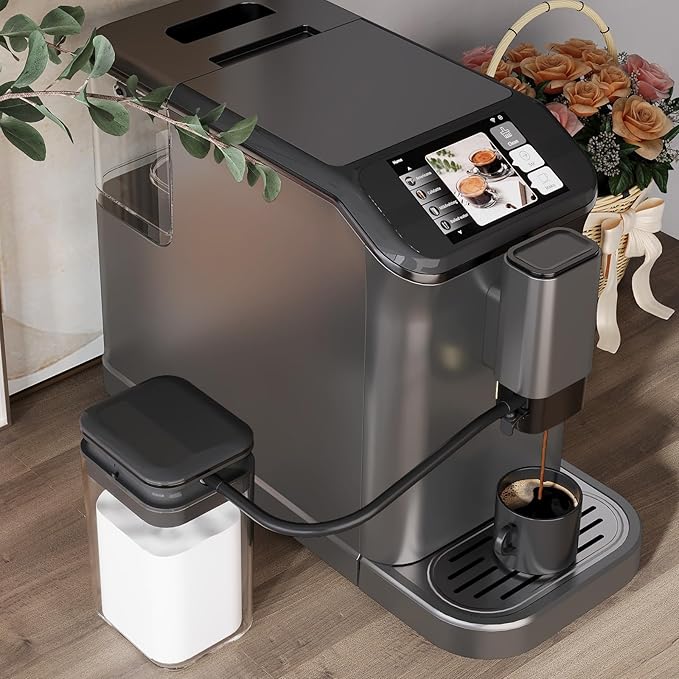 Fully Automatic Espresso Machine with Milk Frother Model with Automatic Milk Foam & TFT Display, Built-In Grinder, Ideal for Home & Office Use