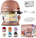 Non Toxic Air Fryer™ - Glass AirFryer 5 Quart w/ 360 Visibility, Self-Cleaning, 400F Vortex Air Fryer for Even Cooking, BPA-Free Teflon Free, 6-in-1 Functions, Rotisserie, Roast, Bake, Mauve Rose
