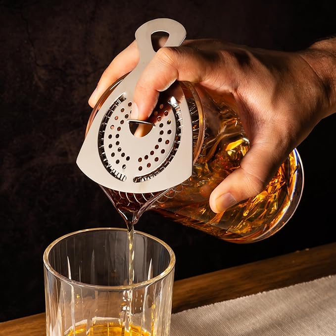 Cork & Mill Cocktail Mixing Glass - Large 24 oz Crystal Cocktail Mixer for Old Fashioneds, Manhattans and Other Stirred Whiskey Drinks - Essential Bar Accessories for Bartenders and Home Mixologists