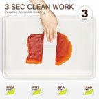 HONGBAKE 3 Pack Nonstick Ceramic Baking Sheet Pan Set for Oven, Non-Toxic Half/Quarter/Jelly Roll Pans with Diamond Texture, Heavy Duty 0.8mm Thick Aluminized Steel Cookie Trays for Cooking, Cream