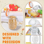 Wide Mouth Mason Jars 32 oz, 6 Pack Glass Canning Jars with Airtight Lid, Large Clear Canister Quart Jars for Pickling Flour Salad Jam Jelly Coffee Sugar Beans Kitchen Storage (6 Pack 32OZ)