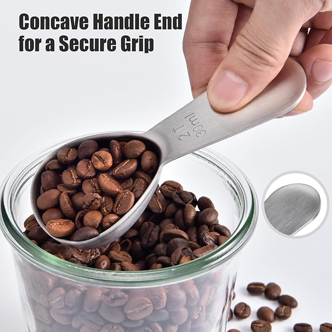 Doosu 2 Tablespoon Coffee Scoop - 18/8 Stainless Steel Heavy Duty Measuring Spoon with Short Handle, Food Grade Metal Tbsp Scoop for Ground Coffee Beans Tea Sugar Powder (30ml)