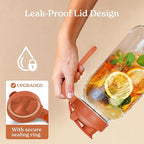 SMIRLY 64 oz Mason Jar Pitcher,Glass Pitcher with Wide Mouth,Water Jug with Double Leak Proof Lid for Iced Coffee,Hot Water,Breast Milk