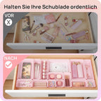 Vtopmart 25 PCS Plastic Drawer Organizers Set, 4-Size Versatile Bathroom and Vanity Drawer Organizer Trays, Storage Bins for Makeup, Bedroom, Kitchen Gadgets Utensils and Office