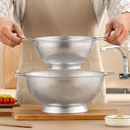 5QT Metal Colander with Handle, Large Stainless Steel Strainer for Kitchen, Mesh Strainer for Washing Pasta, Spaghetti, Fruit, Vegetable, Rice Washer, Fast Draining, Dishwasher Safe